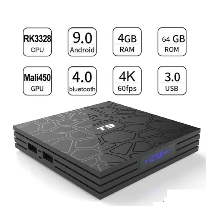 Smart Tv Box T9 4GB+64GB quad-core 4K ultra HD 9.0