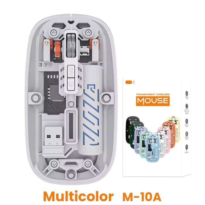 Transparent M-10A Wireless + Bluetooth Dual Mode Rechargeable Mouse -select.pk