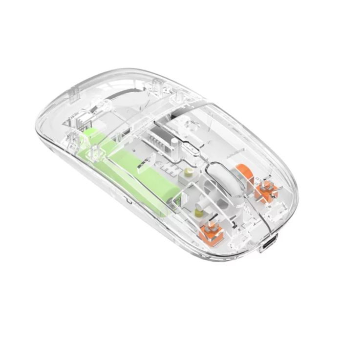 Transparent Wireless + Bluetooth Dual-Mode Rechargeable Mouse – Model M-08A -select.pk